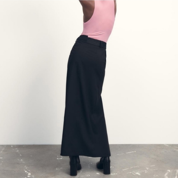 Zara * double waisted maxi skirt with front slit black - Picture 5 of 7